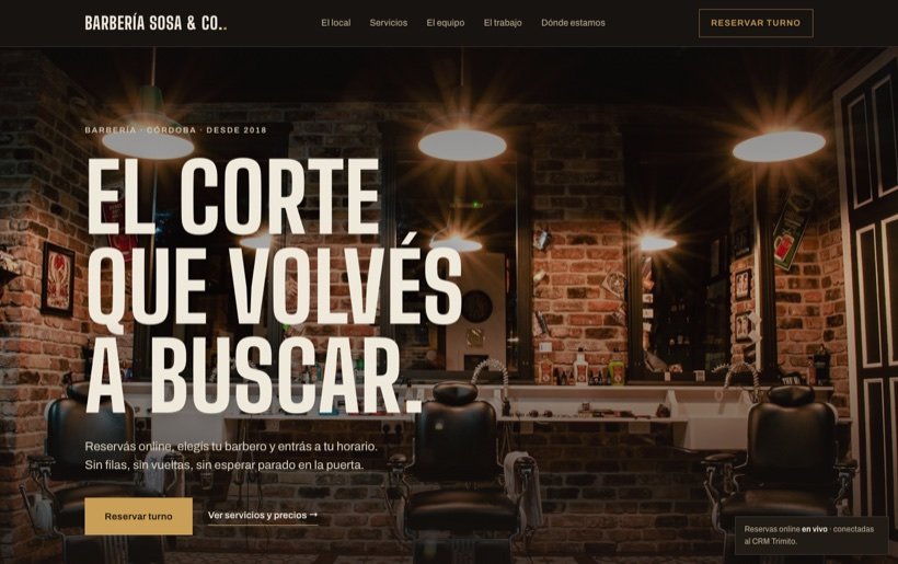 Demo de web para barbería, estilo clásico y oscuro